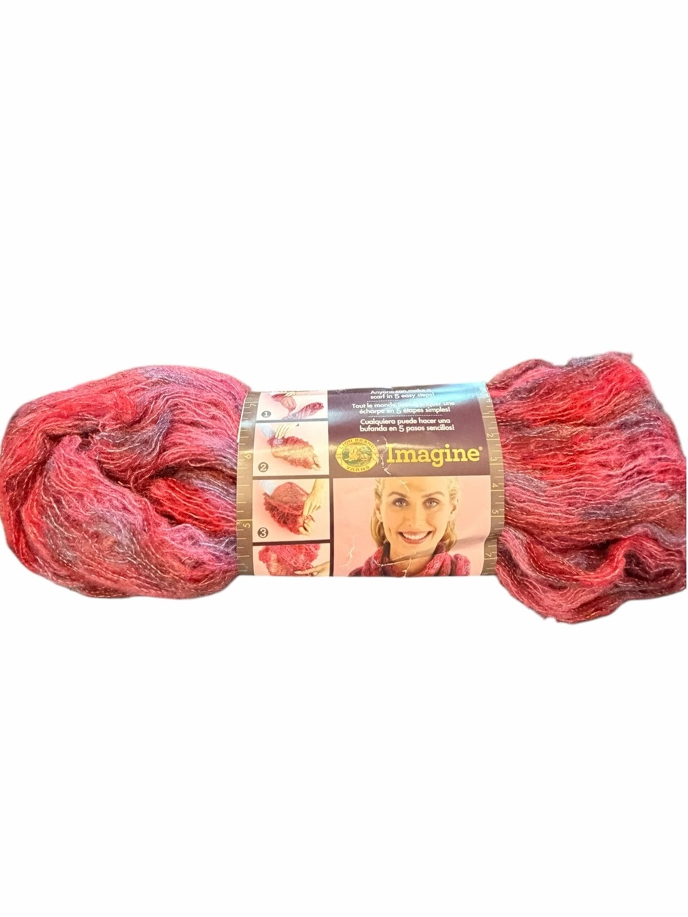 Lion Brand Yarns Imagine Scarf Yarn 1 Skein STRAWBERRY FIELDS 309 8 Yards New
